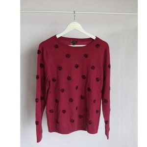Talbots Tinsel Plum Polka Dot Sweater, Dark Pink/ Light Burgundy (fits M/L)
